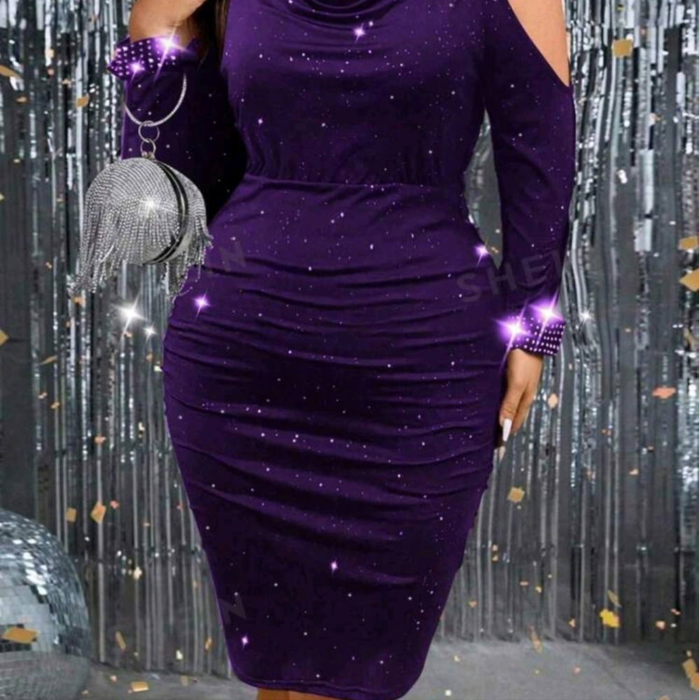 Women's Party Dress 22(5xl) Purple Shein